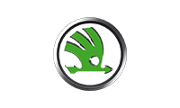 Logo du véhicule Skoda en vert et argent
